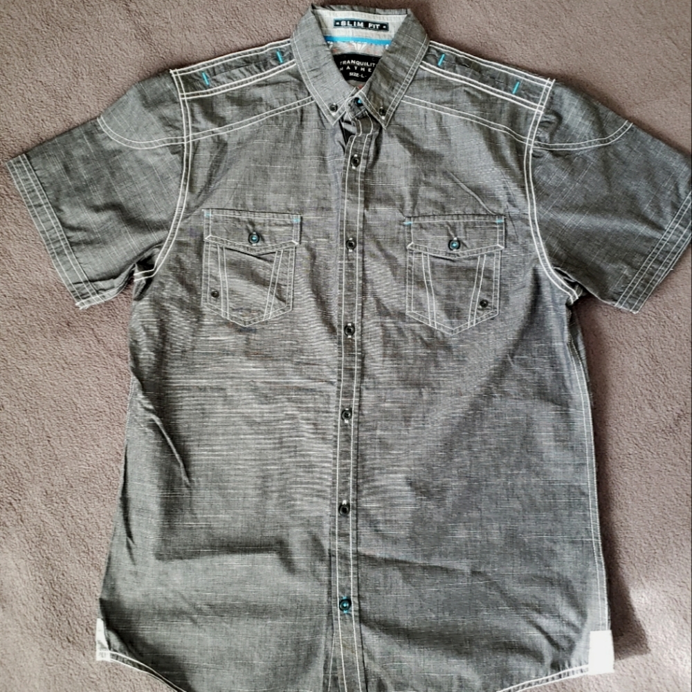 New! Tranquility & Mayhem Button Short Sleeve Shirt